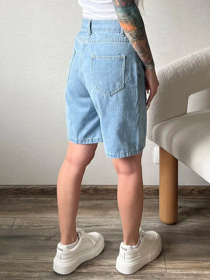 Summer 2024 High Waist Long Denim Shorts For Women