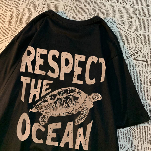 Respect The Ocean Green Turtle T-Shirts