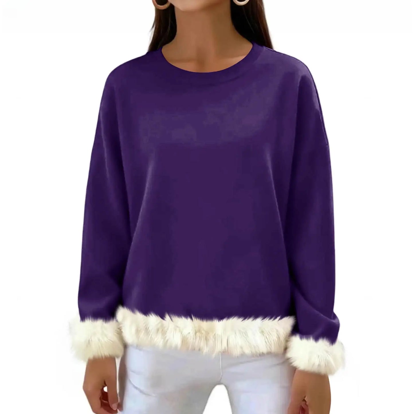 Women O Neck Casual Solid Color Sweaters