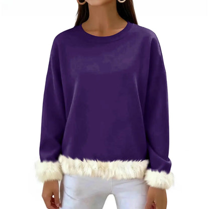 Women O Neck Casual Solid Color Sweaters