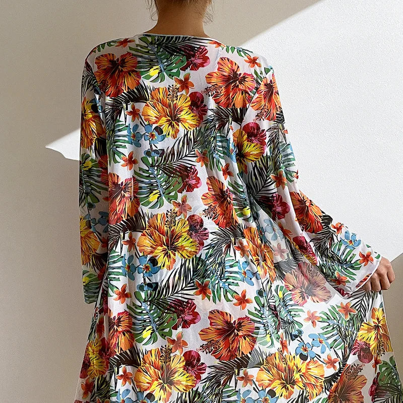 Tropical Island Hibiscus Print Bikini & Cover Up Aesthetic