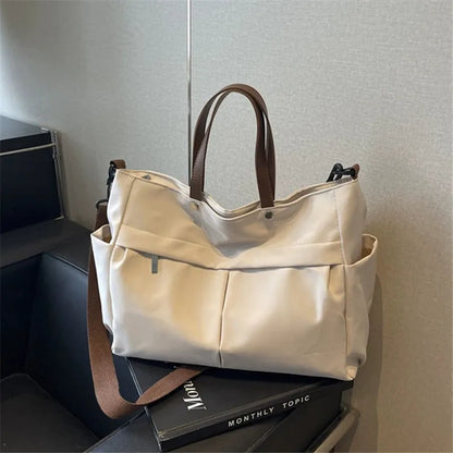 Puffer Tote Bag For Women Adjustable Strap Shoulder Bag Nylon Solid Crossbody Large Backpack For Shopping Travel