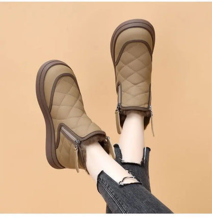 Warm Plush Inside Zipper Black Boots For Women