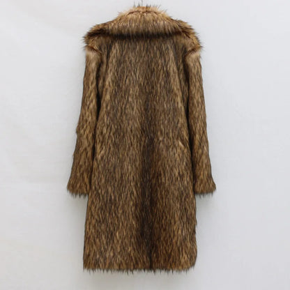 Men’s Long Faux Fur Coat – Warm Street Style Winter Overcoat