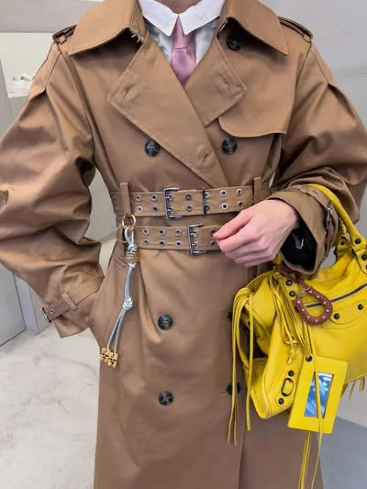 Oversize Long Single Breasted Womens Trench Coat