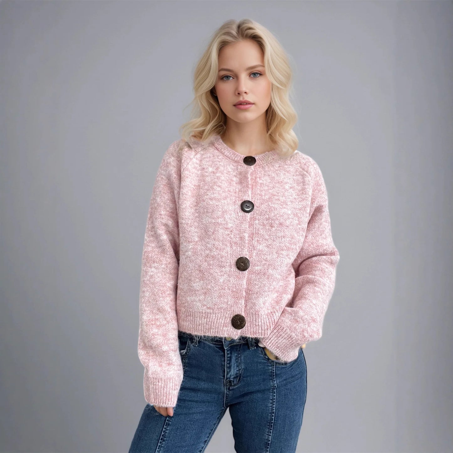 2025 Winter Women S Solid Color Cardigan Knitted Loose Fit Xxl Sweater Coat With Pockets Black