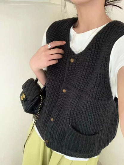Chic Knitted Vest for Effortless Korean Casual Street Style Layering