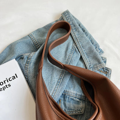 Designer High Capacity Shoulder Bag Simple Solid Color Tote For Women