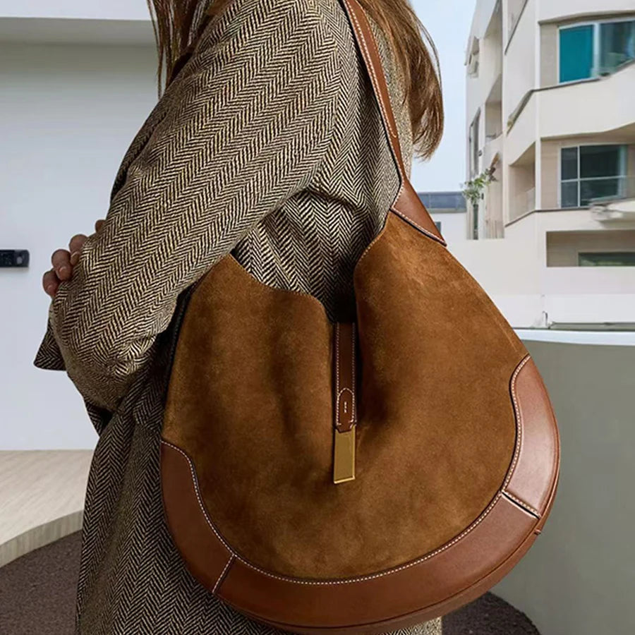 Women Suede Round Crossbody Messenger Bags