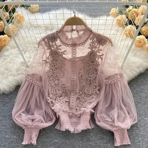 Puff Half Sleeve O Neck Leopard Blouse