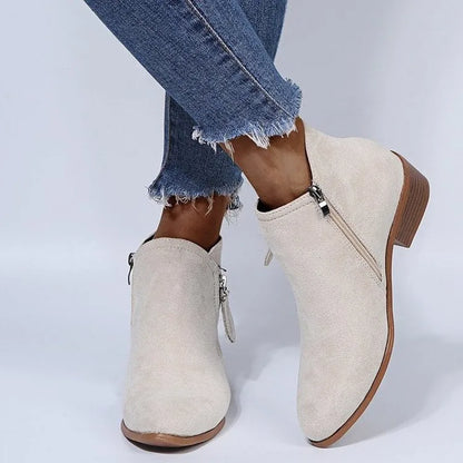 Platform Heel Suede Zipper Up Elegant Boots For Women