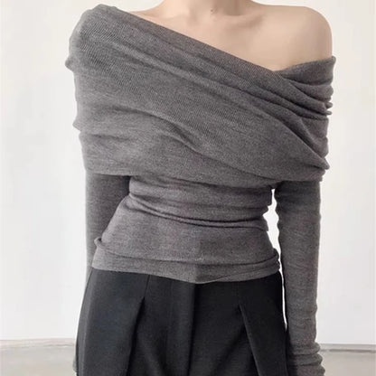 Long Sleeve Off Shoulder Thin Women Sweaters