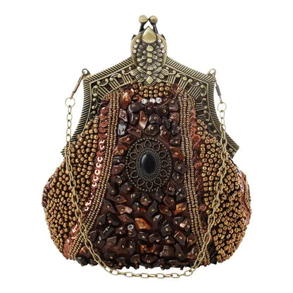 Queen Style Antique Crystal Beaded Evening Handbag