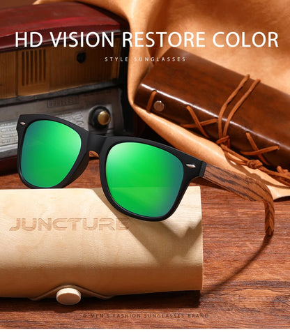 Vintage Bamboo Wood Sunglasses – UV400 Square Wooden Designer Shades