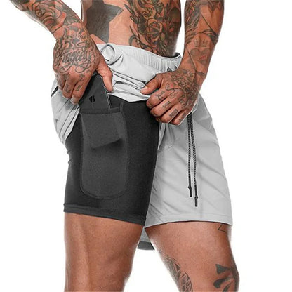2 In 1 Mens Training Gym Fitness Sport Style Shorts