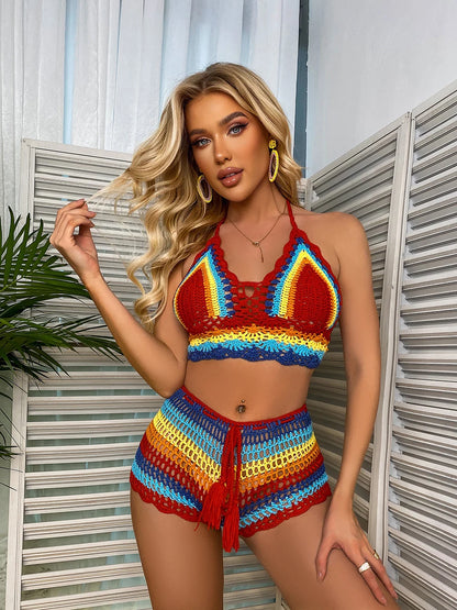 Super Creative Design Crochet Strapless Bikini Suit