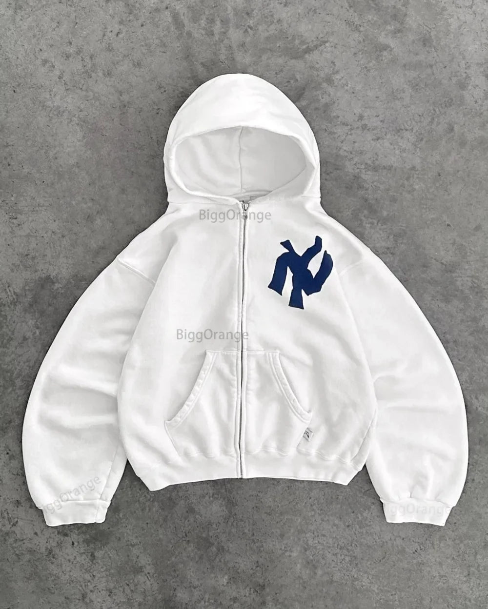 New Y2k Letter Print Zip Up Hoodie Streetwear Oversized Sweatshirt For Men Women