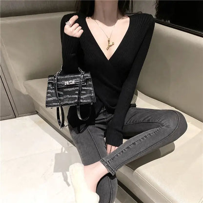 Womens V Neck Slim Fit Sweaters