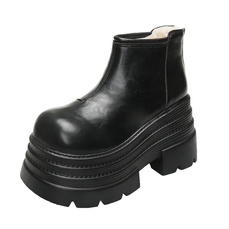 Womens Platform Chunky Bottom Stong Lace Up Winter Boot