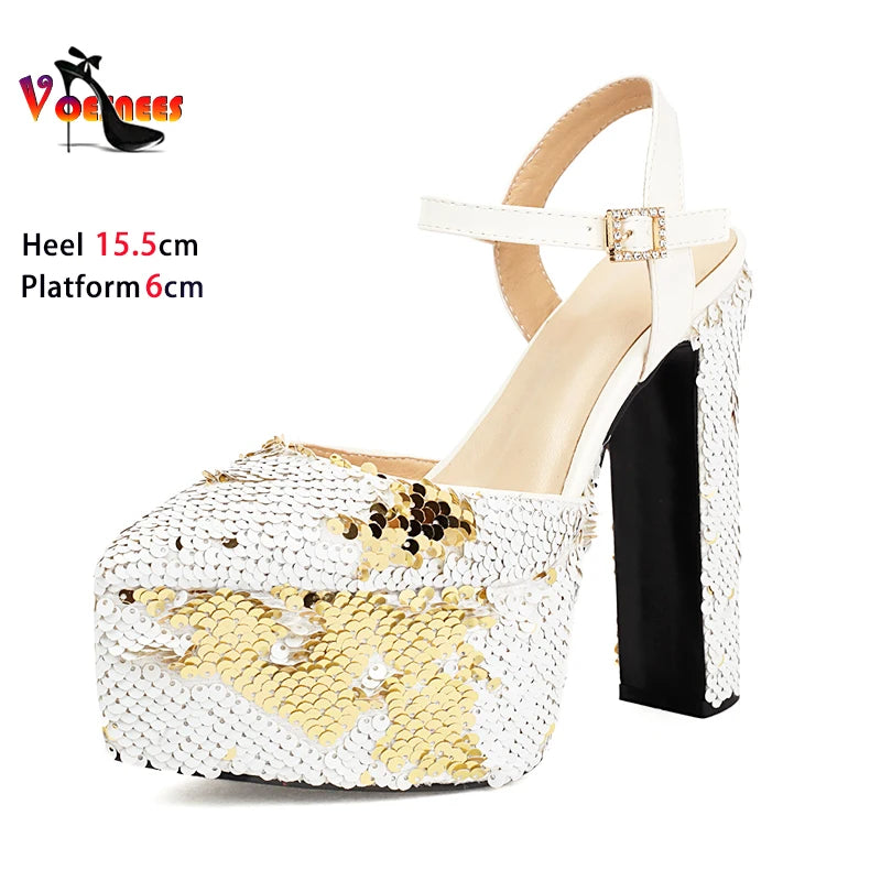 Bling Sequined High Heel Sandals – Sexy Summer Party Heels 2026