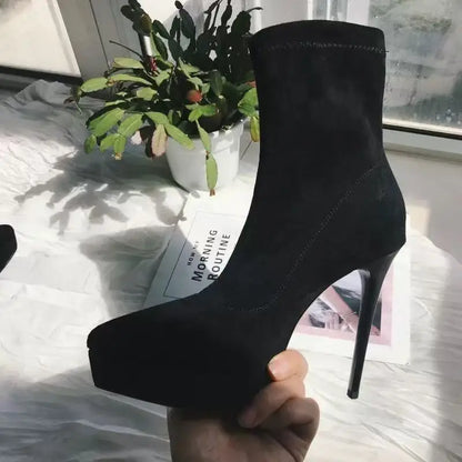 Pointed Toe Embroidery Ethnic Boots For Women Low Heel Red Platform Pumps Modern Designer Plus Size Banquet Shoes