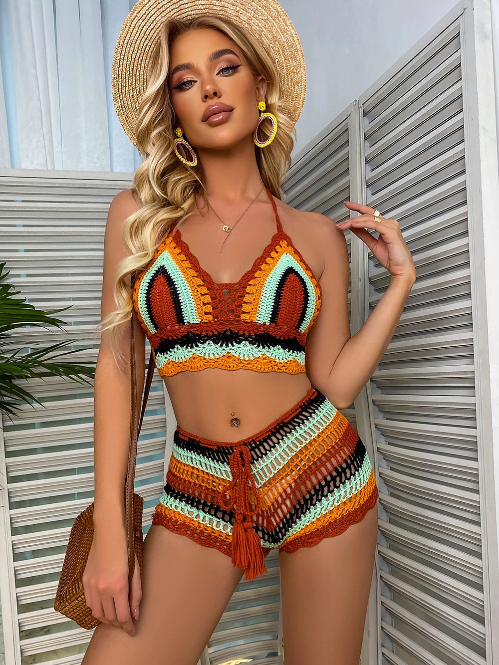 Super Creative Design Crochet Strapless Bikini Suit