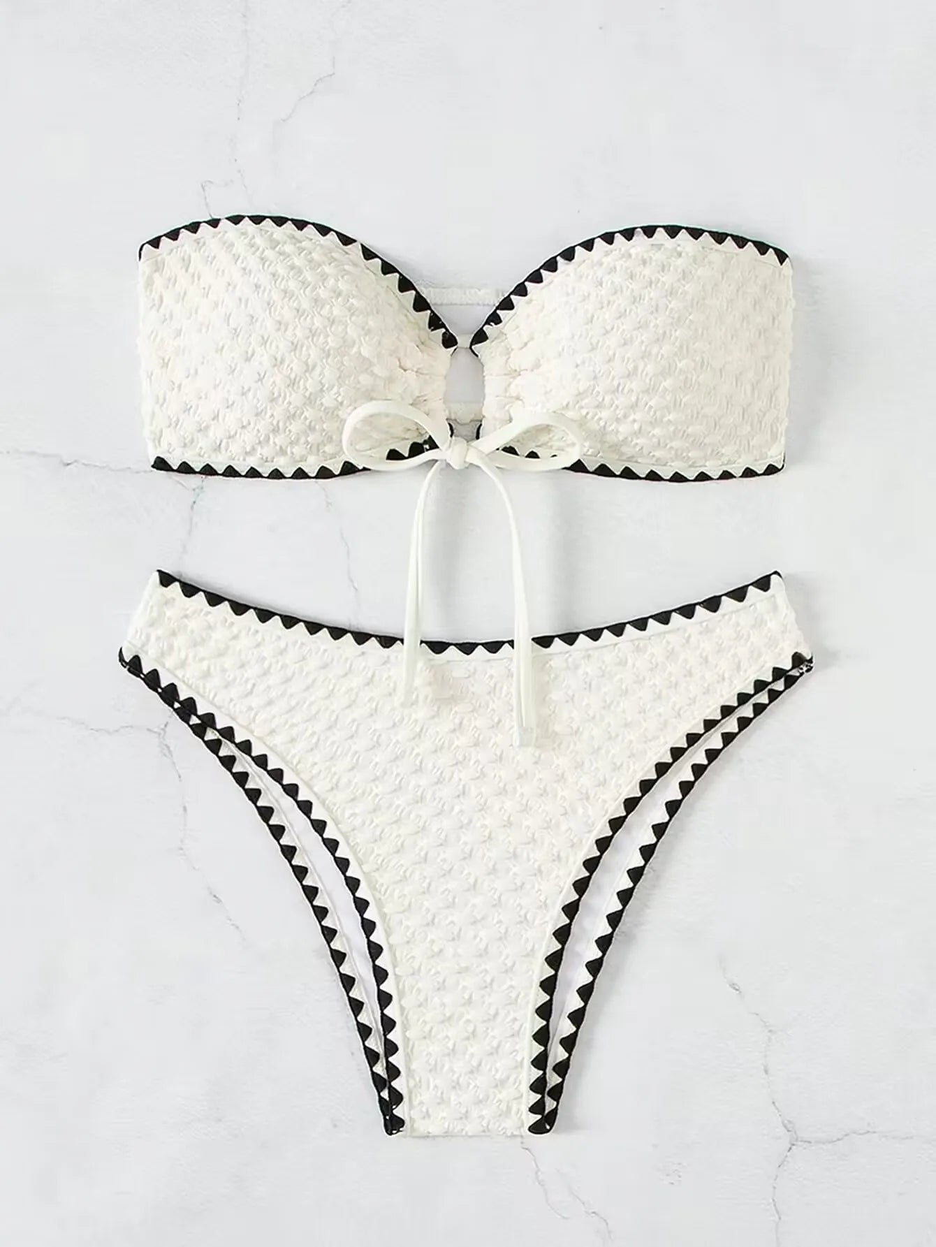 Two Pieces New White Bandage Stripe Bikini