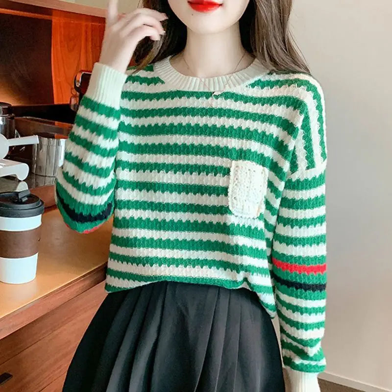 Front Pocket Design Knit Long Oversized Sweaters