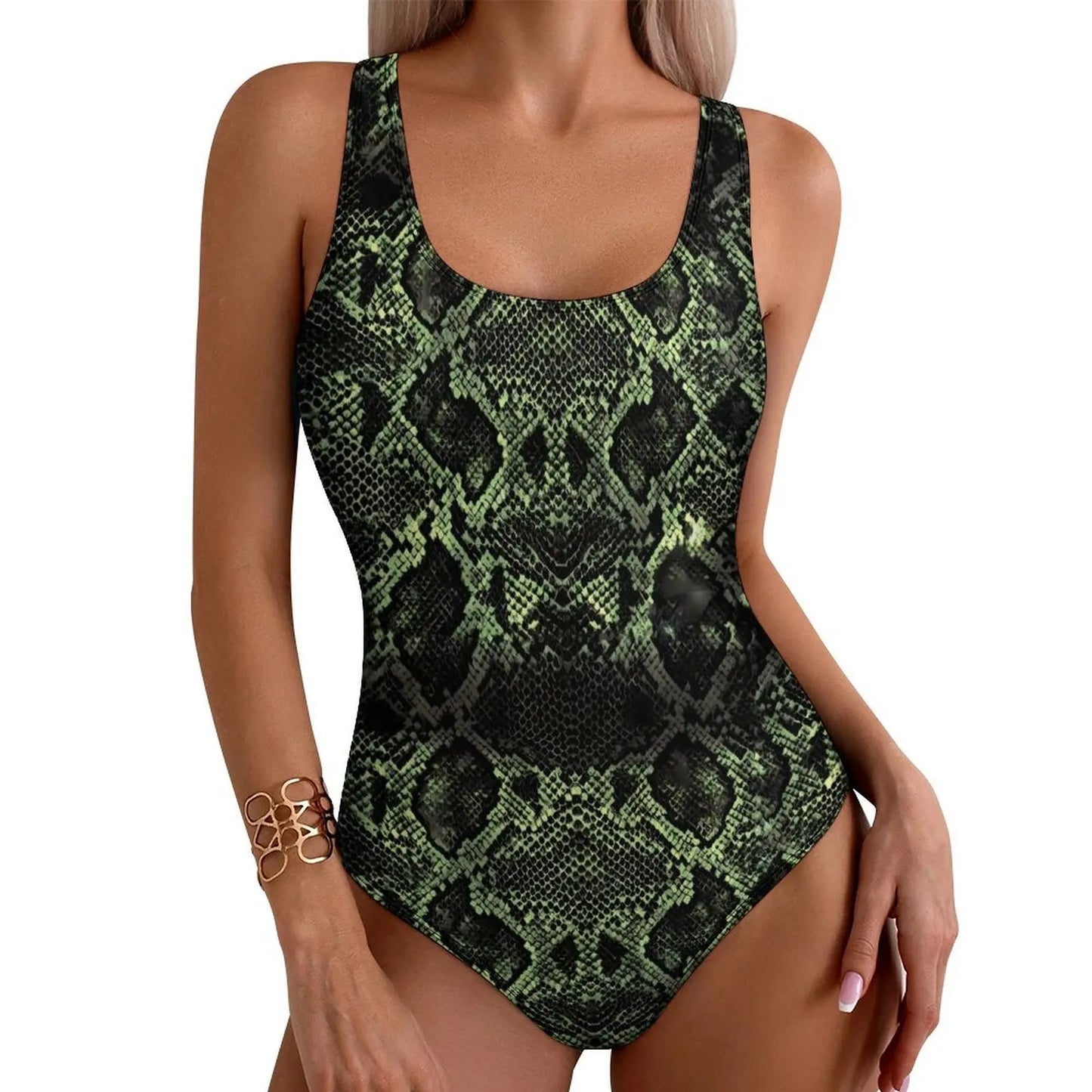 Womens Creative High Cut Snake Skin Style Sexy One Piece Bikinis