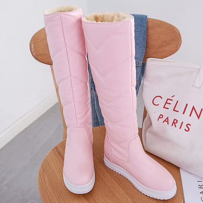 Warm Leather Snow Womens Knee High Boots Shoes