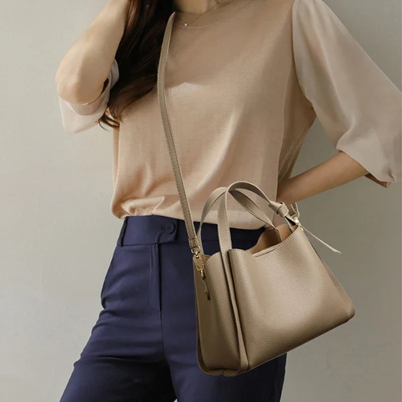 Womens Luxury Embossed Handbag Large Capacity Retro Bucket Tote Casual Shoulder Bag