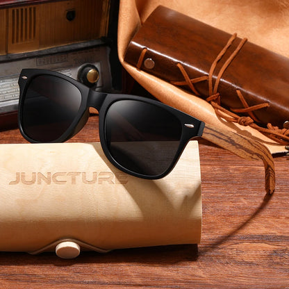 Vintage Bamboo Wood Sunglasses – UV400 Square Wooden Designer Shades
