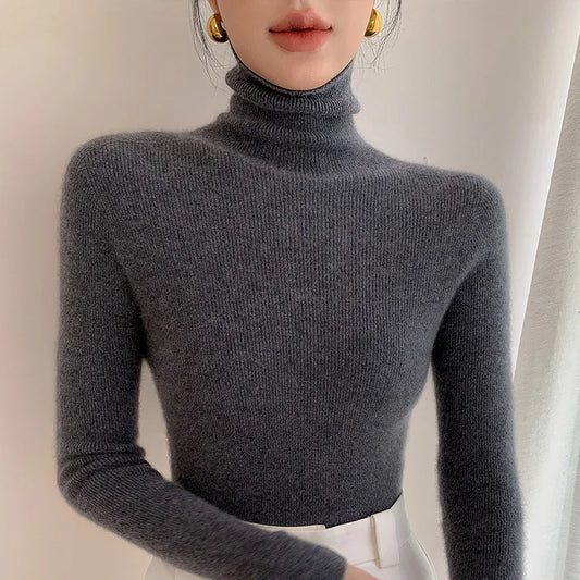 Thick Turtleneck Cashmere Sweater For Women 2025 Autumn Winter Knitwear Streetwear Tricot Jumper Pullover