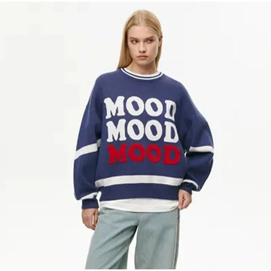 MOOD X3 New Autumn Casual Crew Neck Long Sleeve Pullover Sweaters