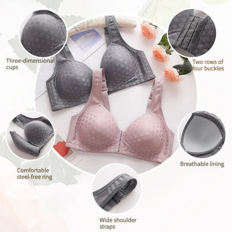 Sexy Front Button No Sash Bra Small Chest Gather No Steel Ring Thick Cup Back Support Breast Beauty Bra