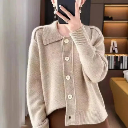 Chic Caramel Knit Cardigan for Coffee Shop Dates