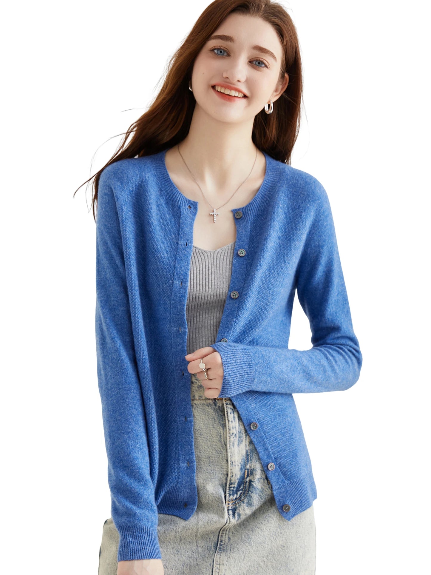 100% Merino Wool Knit Cardigan for Women – Timeless Vintage Style