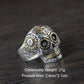 Mexican Style 925 Sterling Silver Gold Skull Head Ring