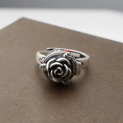 Vintage Open Band Silver Ring – Adjustable Plant Design Statement Ring