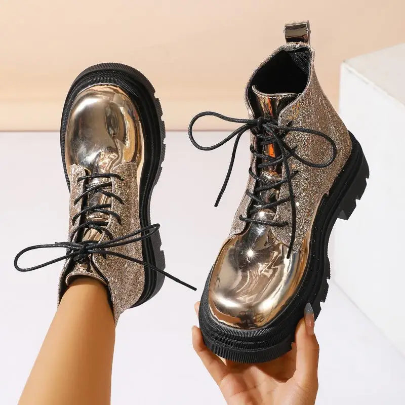 Luxury Silver Design Mid Heel Winter Women Boots