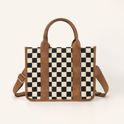 Retro Game Checkerboard Mini Fabric Flap Crossbody Sling Bags