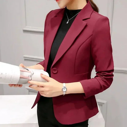 Solid Color Women's Blazer: Business Casual Slim Fit for Comfortable Autumn/Winter