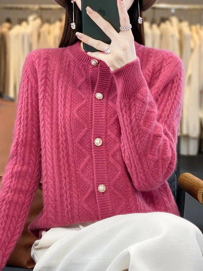 Thick Elastic Knitted Warm Cardigan Sweater