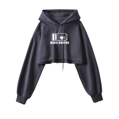 2025 Women S Short Hoodie Solid Sweatshirt Crop Top Korean Harajuku Fashion