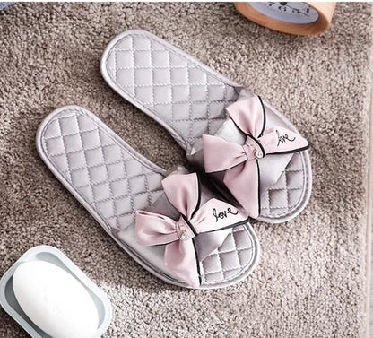 Sandals Women 2025 Hot Female Bowknot Flax Linen Flip Flops Beach Shoes Sandalia Feminina