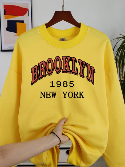 New York Printed Crew Neck Sweatshirts