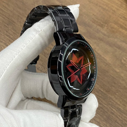 Edgy Anime Aesthetic - Sleek All-Black Mangekyou Sharingan Watch