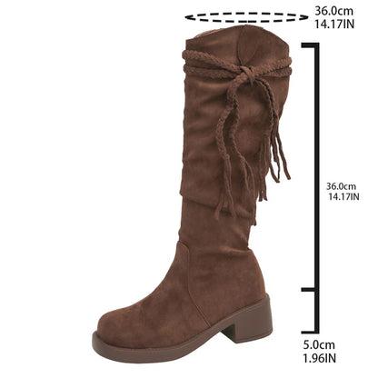 Womens Rivet Lace Up Retro Mid Calf Boots 2025 Winter Knight Style Designer Shoes