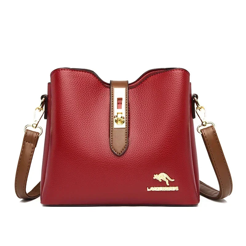 2025 New Pu Large Capacity Womens Tote Bag Fashion Contrast Color Single Shoulder Crossbody Handbag Stylish Lady Bag