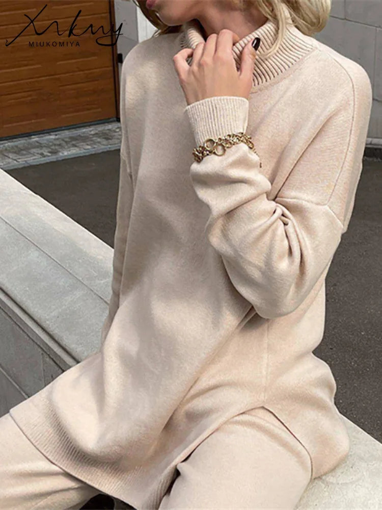 Autumn Winter Women Plus Size Soft Turtleneck Sweaters